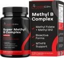 Methylated B Complex Vitamin Suplement - Bioactive Metil B Complex dengan 5- MTHF Methyl Folate & B12 Methylcobalamin untuk Energi Hati Otak & Homocysteine - Super Vitamin B Complex (30 count)