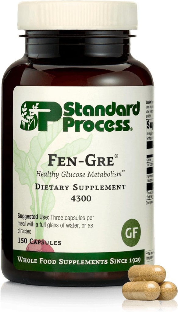 Standard Process Fen-Gre - Supports Respiratory Support " Healthy Metabolism - Aids Healthy Levels of Mucus ' Phlegm - Supports Lung Health ' Bronchial Tubes - Gluten-Free " Non-Dairy - 150 Capsules