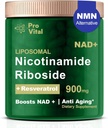 NAD supplement, NAD Liposomal Nicotinamide Riboside 900mg - NMNH supplement Alternative - Extra Strength Liposomal NAD+ ملحقات مع شركة Resveratrol لمكافحة الشيخوخة، الطاقة، Focus - 80 Capsules