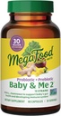 MegaFood Baby & Me 2 Prenatal Prebiotika og probiotika for kvinner og utvikle baby med 30 milliarder CFU, vegetarisk og ikke-GMO, 60 Caps (30 serveringer)