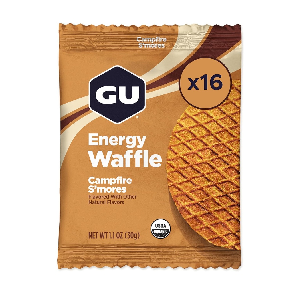 GU Energy Stroopwafel Campfire S'mores Sports Nutrition Waffle, Caffeine-Free, and Kosher dairy, On-the-Go Energy for Any Workout, 16 Count