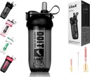 Litex Shaker Bottles for Protein Shakes, 26oz Blender Shaker Bottle for Pre-Workout,Shaker Cups with Straw, BPA-free Tritan Mixer Bottles for Protein Powder,with Cup Brush and Instructions (Black)