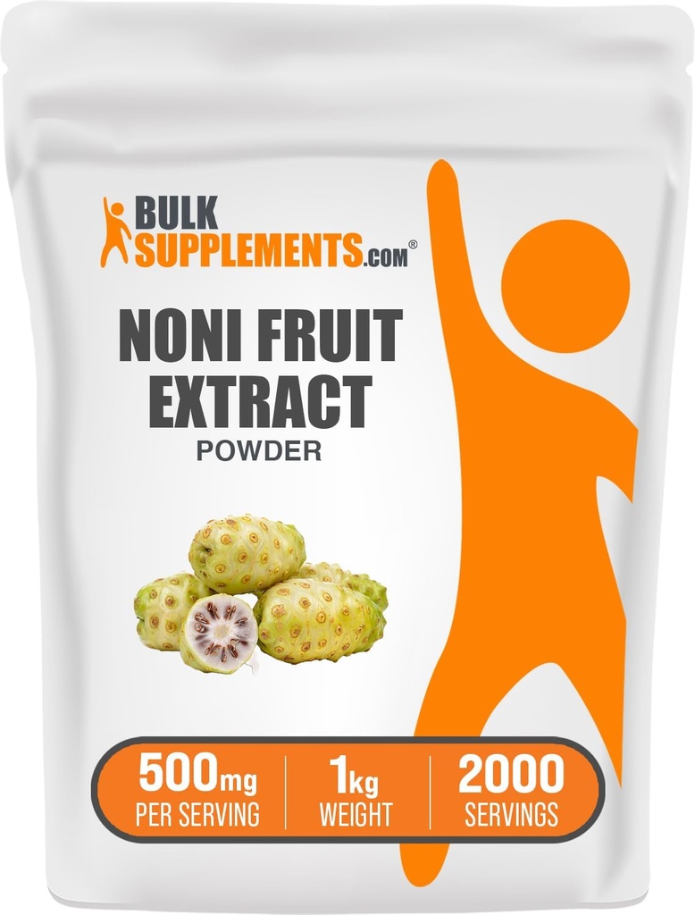 BulkSupplements.com Noni Fruit Extract Powder - Noni Fruit Supplement, Superfood Powder - Gluten Free, 500mg por porción, 1kg (2.2 lbs) (Pack of 1)