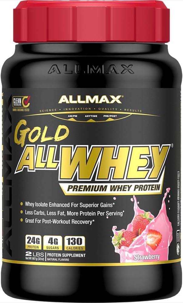 AllMAX Nutrition Gold AllWHEY, Strawberry - 2 lb - 24 Grams of Protein Per Scoop - Gluten Free, Low Carb ' Low Sugar - Approx. 30 Servings
