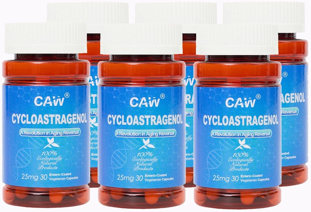Hypersorption CAW Cycloastragenol (en anglais seulement) Telomere Support Anti-Aging (en anglais seulement) Cell Health Immune Booster (en anglais seulement) 25Mg 30Gélules entériques 6 bouteilles