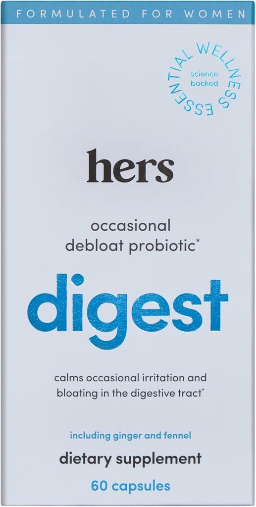 Hers Digest Supplemento - Integratore Probiotico Donna per Debloating - Supporta Digestione sana - Vegetariano - 60 Capsule