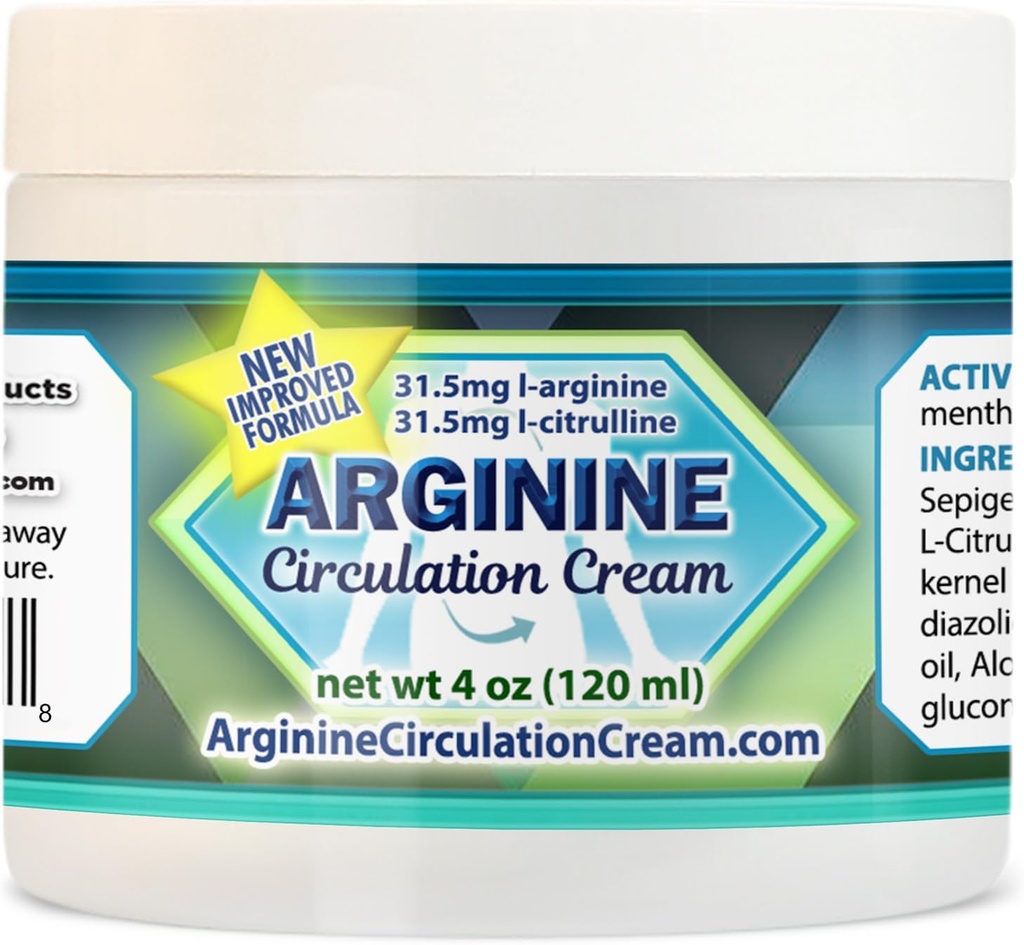 Arginine Circulation Cream 4 oz - Menthol, L Arginine & L Citrulline Lotion - תמיכה בריאות ודימום גוף - מוצרים משפחתיים שלמים