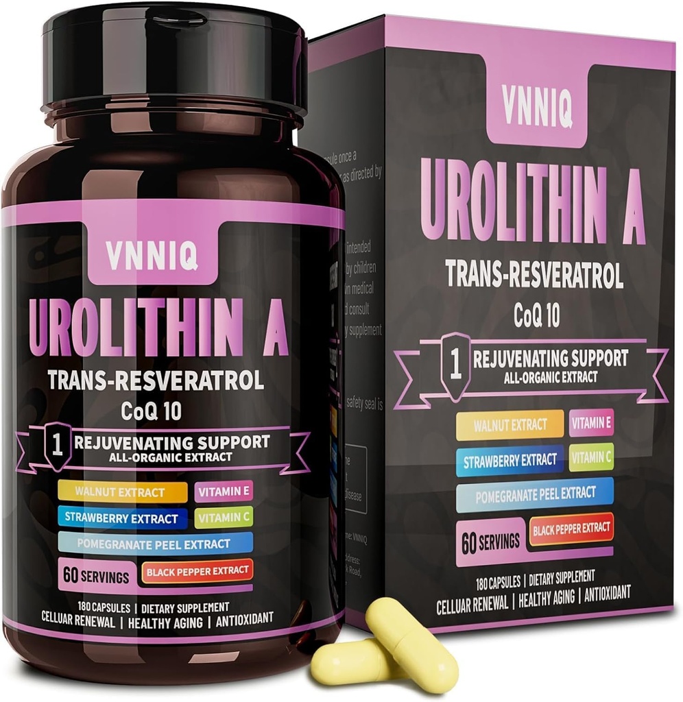 9-in-1 vananemisvastane lisand koos urolitiin A (1200 mg) trans-resveratrooli ja CoQ10: tervise taaselustaja