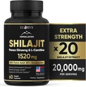 Himalaju Shilajit papildinājums, 60 kapsulas, ekstrakta pulveris, 60% Fulvic Acid, 85+ Trace Minerals, Enerģija un Imūnsupport Shilajit vīriešiem un sievietēm, alternatīva autentisku Rezin vai tabletes ASV Made