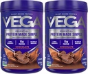 Vega Protein Made Simple, Dark Chocolate - Stevia Free Vegan Protein Powder, Plant Based, Healthy, Gluten Free, Pea Protein för kvinnor och män, 9.6 oz (Packaging May Vary) (Pack of 2)