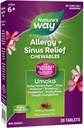 דרכו של הטבע Allergy+Sinus Relief Chewables, Umcka, Sneezing*, Runny Nose*, Headache*, Cough, Comestion, No Phenylephrine, non-Drowsy, Cherry Flavored, 20 טבליות Chewable (Packaging May Vary)