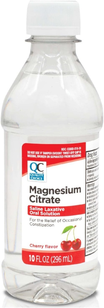 Quality Choice Magnesium Citrate Oral Solution, 10oz - Saline Laxative, Supplement voor Occasional Constipatie Relief, Mag Citrate is een zacht en effectief Laxative voor Regularity (1, Cherry)