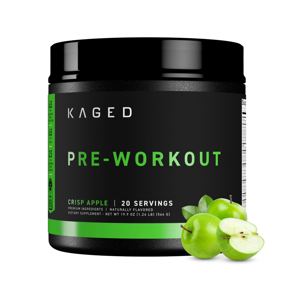 Kaged Original Pre Workout Powder | Krisp Apple | Pre-Kaged | Formulated with Creatine, Beta Alanine, Pure Caffeine | 20 Servings