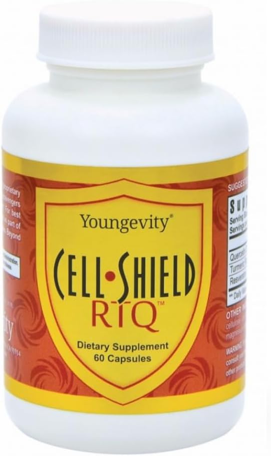 Youngevity Cell Shield RTQTM - Curcumin alcaçuz (95% Circuminóides), Quercetin, Japonês Knotweed - Altamente Biodisponível Mistura Antioxidante - 60 Cápsulas