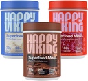 Happy Viking Chocolate, Vanilla and Strawberry Powder, by Venus Williams, 20G Protein, Low Carb, Keto, Vegan, Gluten-Free, Superfoods, Complete Meal Replacement, 3 Canisters (24 oz. Each)