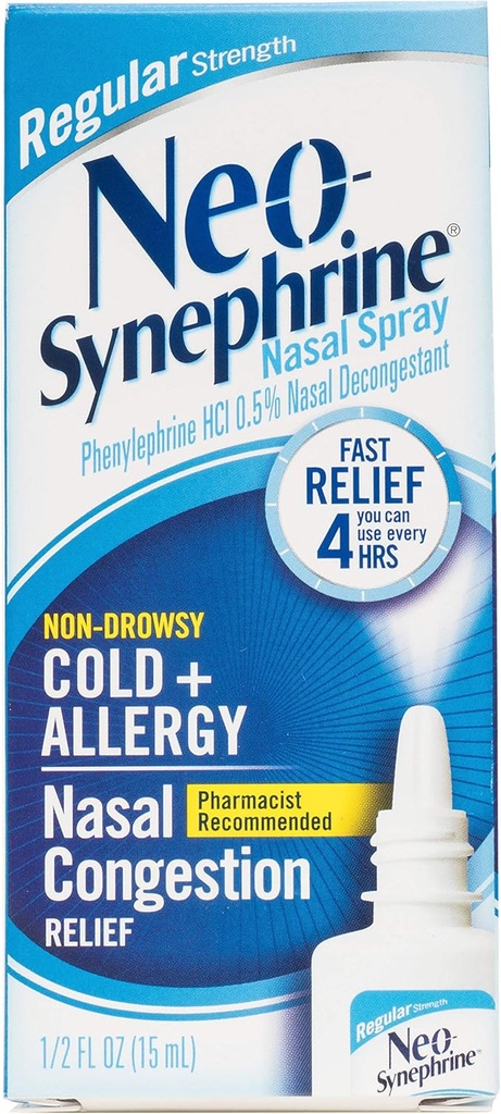 Неосинефрин Назален спрей за Cold & Synus Relief, Regular Strength, 0.5 Fl Oz