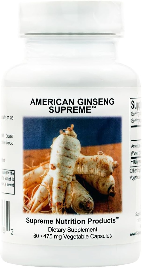 Supreme Nutriție American Ginseng Supreme, 60 Pur American Ginseng Root Capsule vegetariene