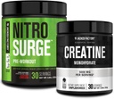 Jacked Factory NITROSURGE Pre Workout תוסף (Cherry Limeade) Creatine Monohydrate אבקה (150g) לגידול שרירים, כוח מוגבר, אנרגיה מוגברת
