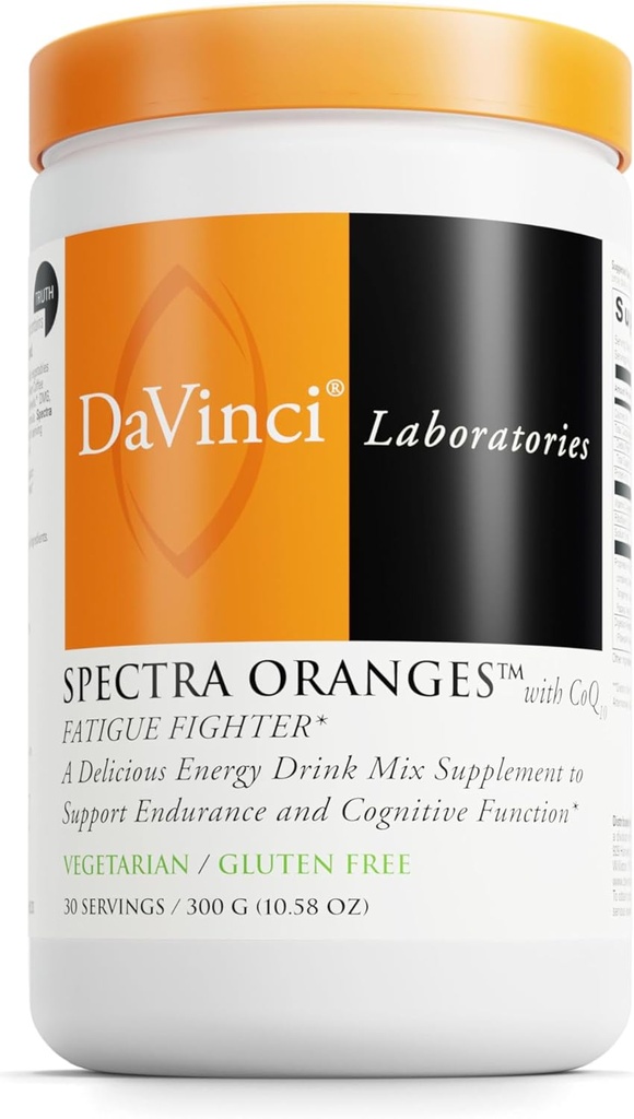 DAVINCI Labs Spectra Orange - Natural Energy Support Drink - Herbal Extracts Support Endurance, Metabolism & Brain Function* - ירקות ואבקת פירות - 30 משרתים (300 גרם)