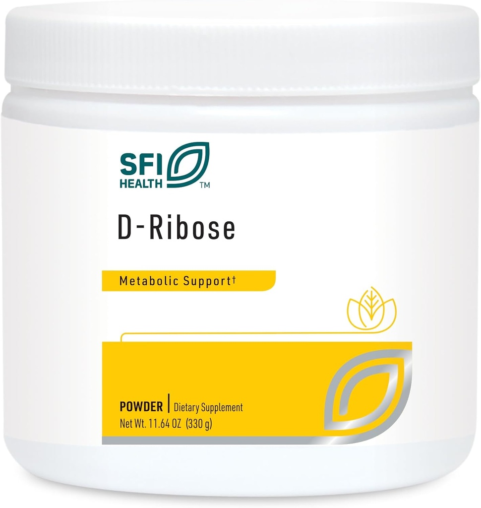 Klaire Labs SFI Health D-Ribose Powder - Energia Metabolismoa eta sostengu kardiobaskularra - D-Ribose gehigarri hipolergenikoa zapore naturalarekin - Ur edo zukuaren nahasketa (300g / 10.58oz)