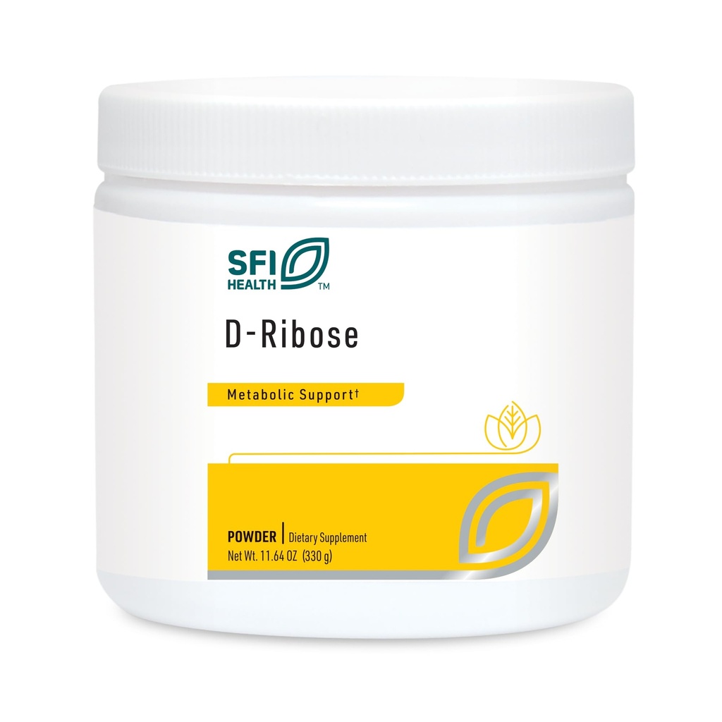 Klaire Labs SFI Health D-Ribose Powder - Energy Metabolism & Cardiovascular Support - Hypoallergenic D-Ribose Supplement with Natural, Mild Sweet Taste - Mix Into Water or Juice (300g / 10.58oz)