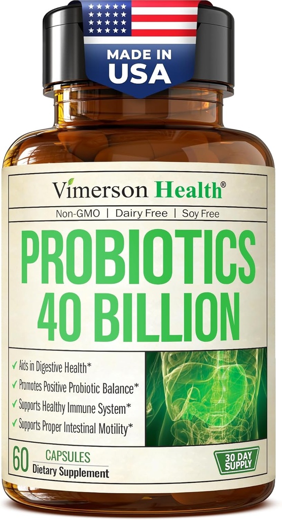 Probiotika for kvinner og menn med prebiotika - 40 milliarder CFU Probiotika for digestiv helse, Gut Helse og immunstøtte Supplement - Lactobacillus Acidophilus Probiotic - Vegetarisk, Soja og Dairy Gratis