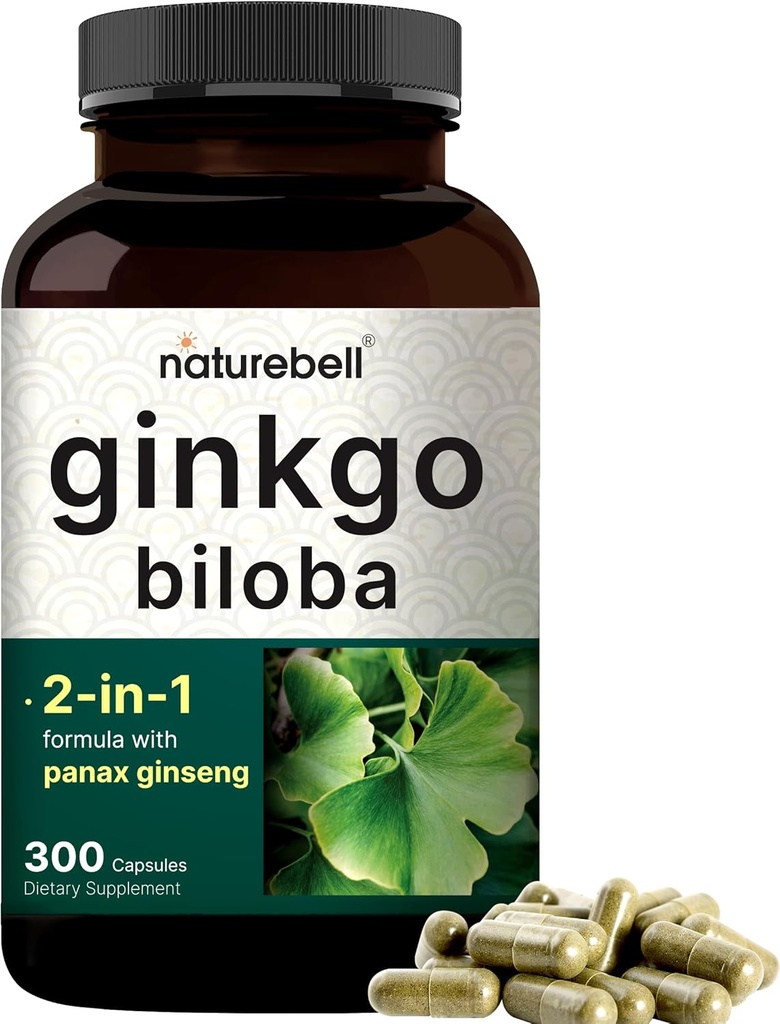 NatureBell Ginkgo Biloba 6,000mg s Panax Ginseng 500mg Per Serving 300 Kapsule 