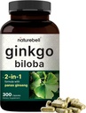 NatureBell Ginkgo Biloba 6.000mg med Panax Ginseng 500mg Per Servering | 300 kapslar - Max Strength Ginko Biloba Extract Supplements - främjar minne, fokus och hjärnhälsa