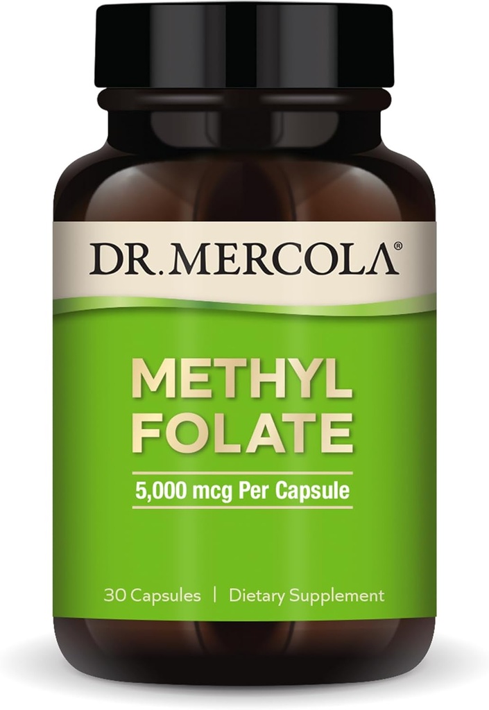 Dr. Mercola Methyl Folate - Apoia a desintoxicación e saúde celular - 5MTHF Folate - Fórmula biodispoñible - 5 mg - 30 cápsulas