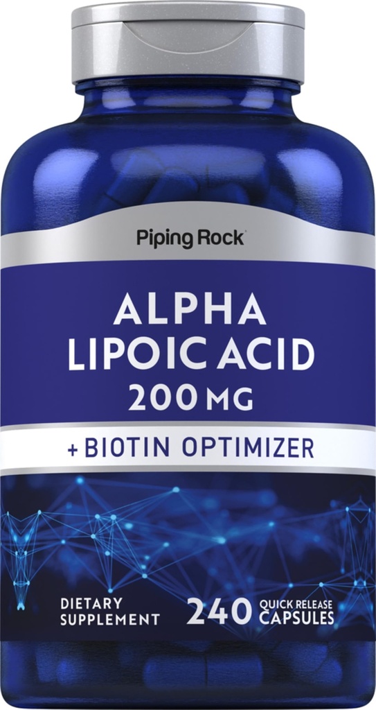 Piping Rock Alpha Lipoic Acid 200mg | 240 Capsules | Plus Biotin | Non-GMO, Gluten Free Supplement