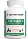 5 Defensores Mushroom Suplemento para Cats & Dogs – Chaga, Shiitake, Reishi, Turquía Tail, Maitake – Cat Multivitamin & Dog Supplement for Wellness Support– 90 ct Real Mushrooms Powder Capsules