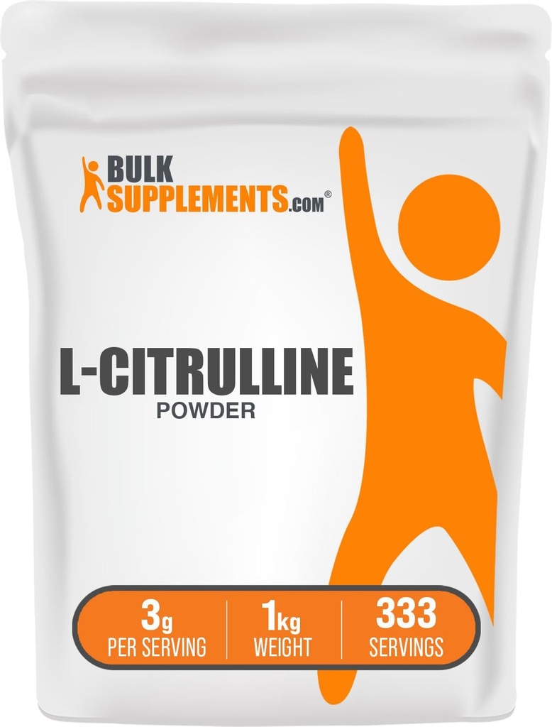 BulkSupplements.com L-Citrulline Powder - Citrulline Supplement, Nitric Oxide Supplement - Unflavored & Gluten Free - 3g per portioner, 1kg (2,2 lbs) (Pack of 1)