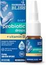 الأمّ Bliss Baby Probiotic drops + Vitamin D, Supports Digestive Health and Immunity, 400IU Vitamin D for Healthy Bone Development, Newborns +, Flavorless, 0.34 Fl Oz (30 Servings)