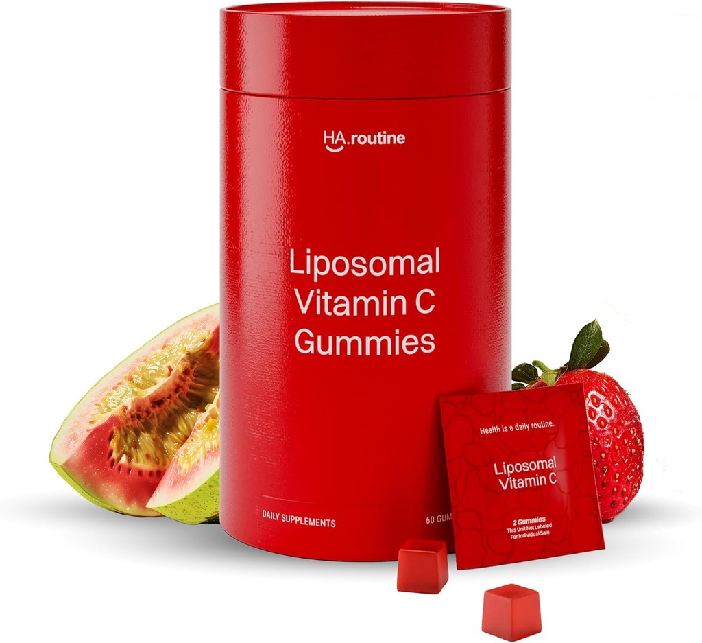 Liposomal Vitamin C Gummies για ενήλικες - 500mg ανά υπηρεσία - 60 Gummies, Υψηλή απορρόφηση Vegan Χαμηλή ζάχαρη Βιταμίνη C Gummy, Αντιοξειδωτικό, Ενέργεια, και Collagen Booster - Φράουλα Guava Γεύση