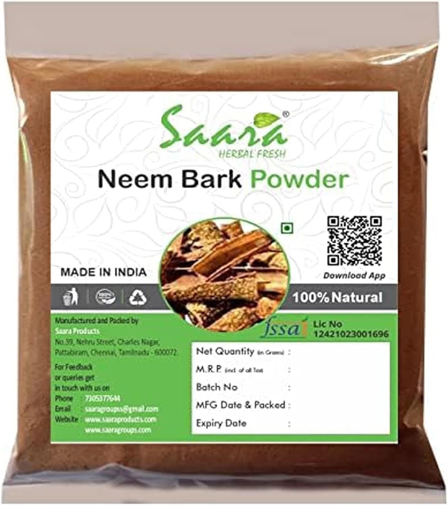 Neem Bark Powder Neem Chhal Powder, nekea, larruazaleko gaixotasunak, bitamina osagarria, 100gm