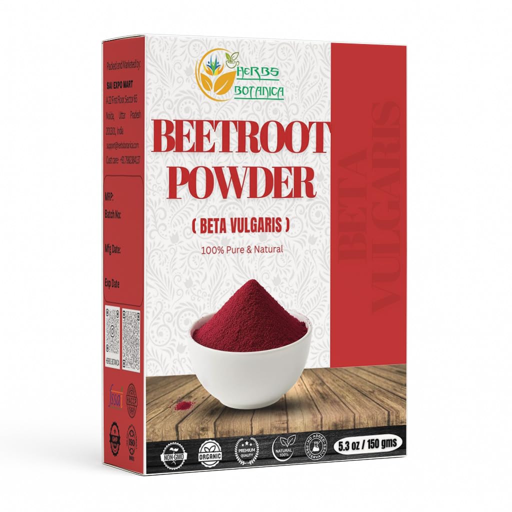 Herbs Botanica Beetroot Powder for Baking and Smoothies | Nitric Oxide Suppement | Beet Root Powder Boost Stamina and Increases Energy Gluten and GMO Free 5.3 oz / 150 GMS
