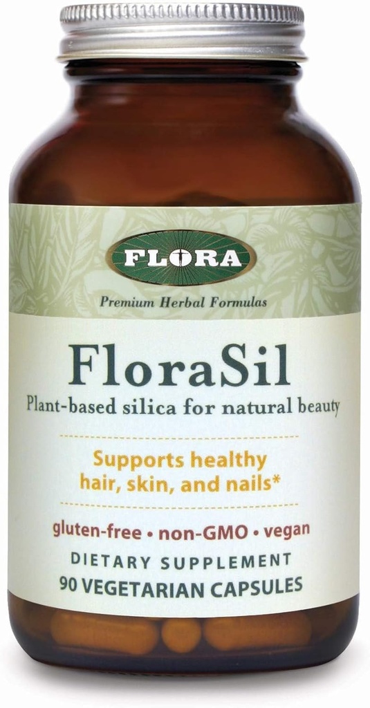 Flora FloraSil 90 Veg Capules - Siliica suplementari amb Extreu de Cavalltail per pel cabell de salut, pell, i Nals* - Suporta la formatió del Collage