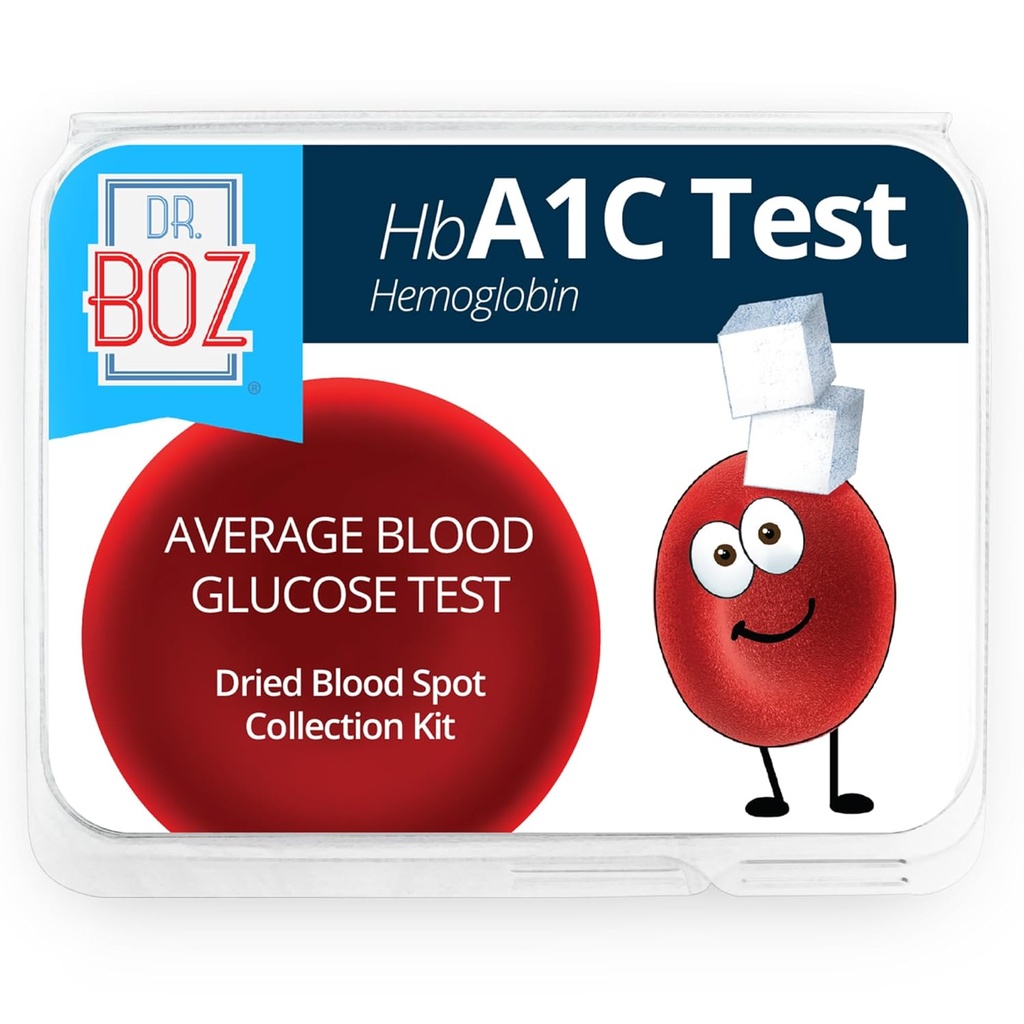 Dr. Boz - Hemoglobina A1C Home Test Kit - Blood Collection Kit with Lab Results - Blood Sugar & hbA1c Levels - Lancets, Bandages, Alcohol Wipe, Envelope - Made in the USA - Diabetes Care & Self Care