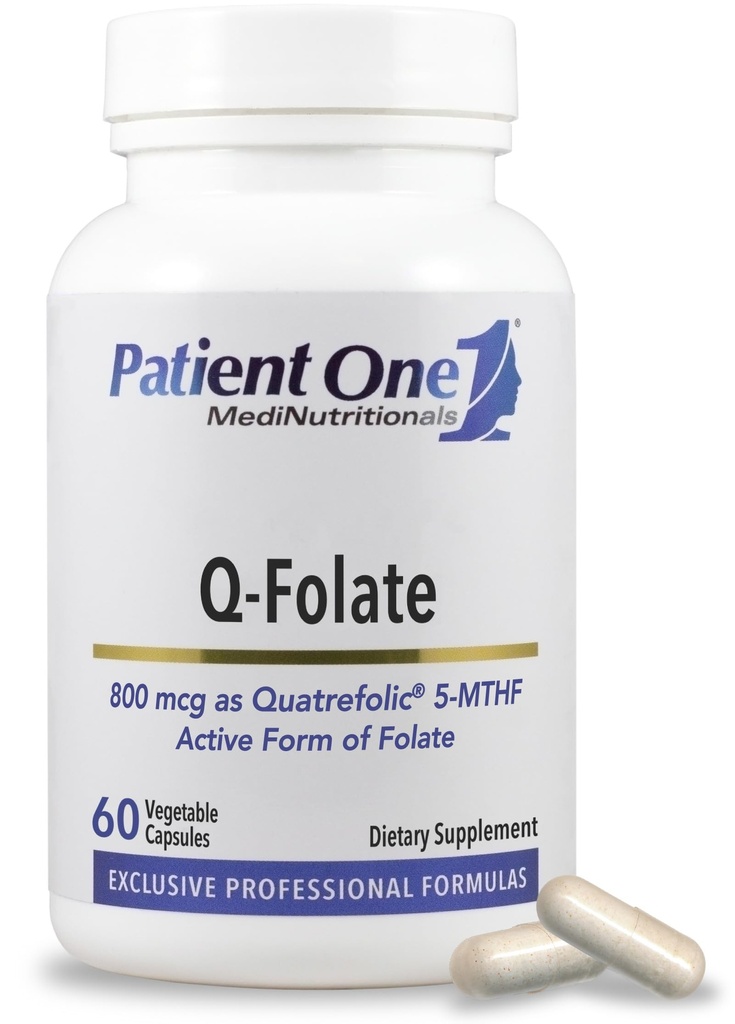מטופל אחד Q-Folate 800mcg | תוספת לתמיכה באנרגיה, ובמוח ובריאות הלב * עם Quatrefolic 5-MTHF Folate | 60 קפסולות