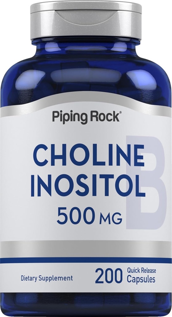 Piping Rock Choline Inositol Suplementy 124; 500 mg 124; 200 Kapsułki 124; Cholina Bitartrate & Myo- Inositol 124; Non-GMO, Gluten Free