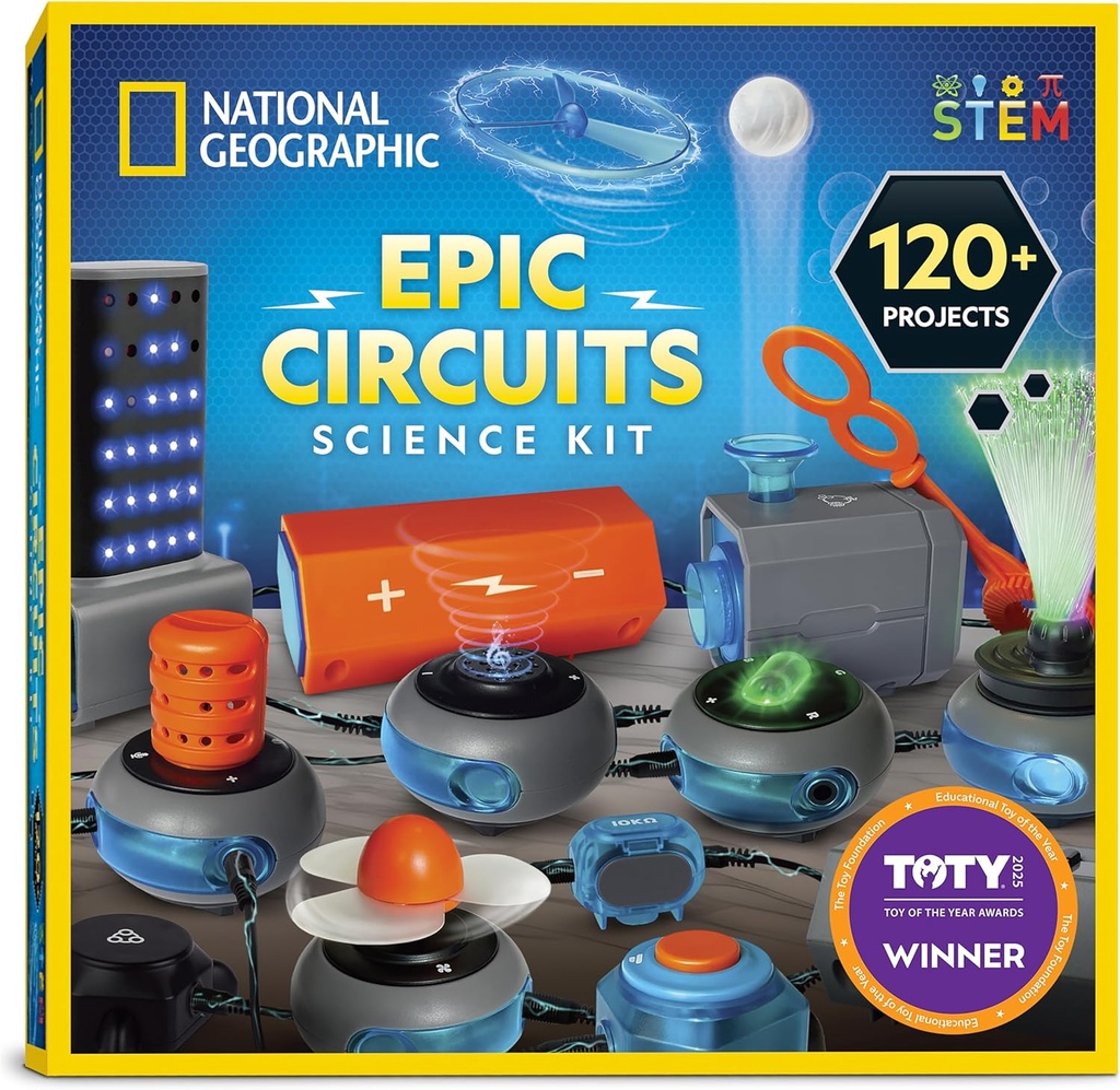 National Geographic Circuit Maker Kit - Electronics Kit för barn med 120 elektriska kretsprojekt, elektrisk krets STEM Toy, elektroniska projekt, elektrisk kretskit för barn, elkit