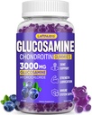 Glucosamine Chondroitin Gumies 3000mg, Advanced Glucosamine Chondroitin Msm, Joint Support Supplement, Antioxidant Immune Support, Bone and Joint Rugability, Performance and Mobility, Blueberry Flavor