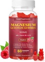 Magnesium Glycinate Gummies 500mg, Kaubare Magnesiumergänzung mit Vitamin D3, B6, CoQ10, zur Entspannung, Schlaf &amp; Stimmung Unterstützung, ruhige Magnesiumgummis - 60 Himbeergummis