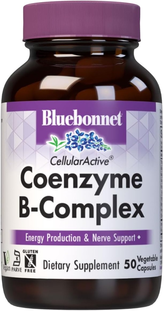Bluebonnet Nutrition Celular Active Coenzyme B-Complex, Producció d'Energia i suport *, Vegan, Kosher Certified, Glutin-Free, Soy-Free, Diry-Free, 50 Vegeta Capblesules, 50 Servs