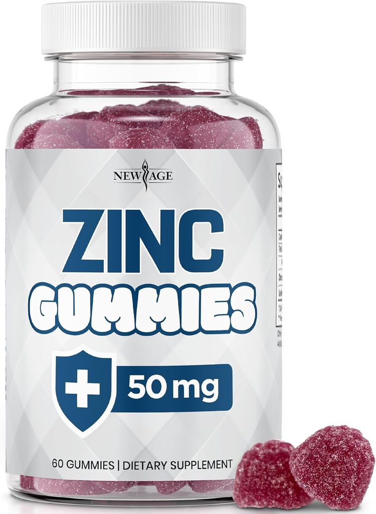 NewAG AG Zin Gummies - 50mg High Imune Boonter Zirncance, Immune Defense, power Nature Antioxidant, Non-GMO - bởi New Age (60 bá tước)