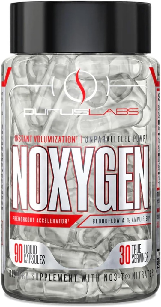 Purus Labs NOXygen Cápsulas Líquidas Acelerador pré-treinamento Pílulas de bomba de óxido nítrico Fluxo de Sangue e Amplificador de oxigênio