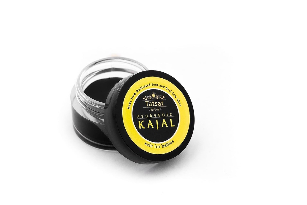 TATSAT - ZIURVEDA BABY Kajal, Natural, Herbal eta ayurvedic Medicated Soot eta Desi Cow Ghee-rekin batera.