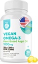 DR. MORITZ Vegan Omega-3 Softgels per adulti e bambini, Realizzati in olio di alghe con DHA EPA, Piccoli Alghe Omega 3 Integratori, Vegan, 30 Conte