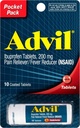 Advil Coated Tablets Pain Reliever ו- Fever, Ibuprofen 200 מ"ג, 12 x 10 Count, Travel Size Bottle