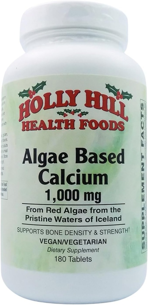 Holly Hill Health Foods Algae Based Calcium 1000 mg, 180 tablečių